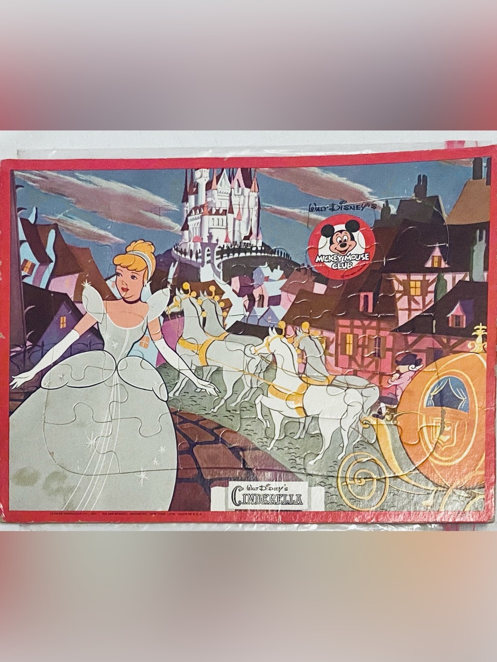 Vintage Walt Disney Cinderella 12x10 Puzzle. 
Signs of Age.